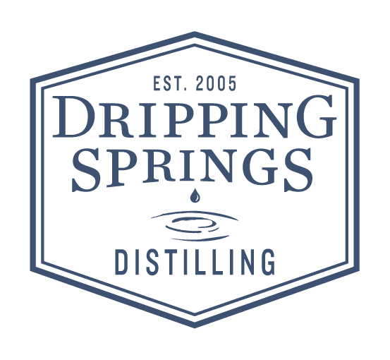 Dripping Springs Distilling logo, hexagon design.