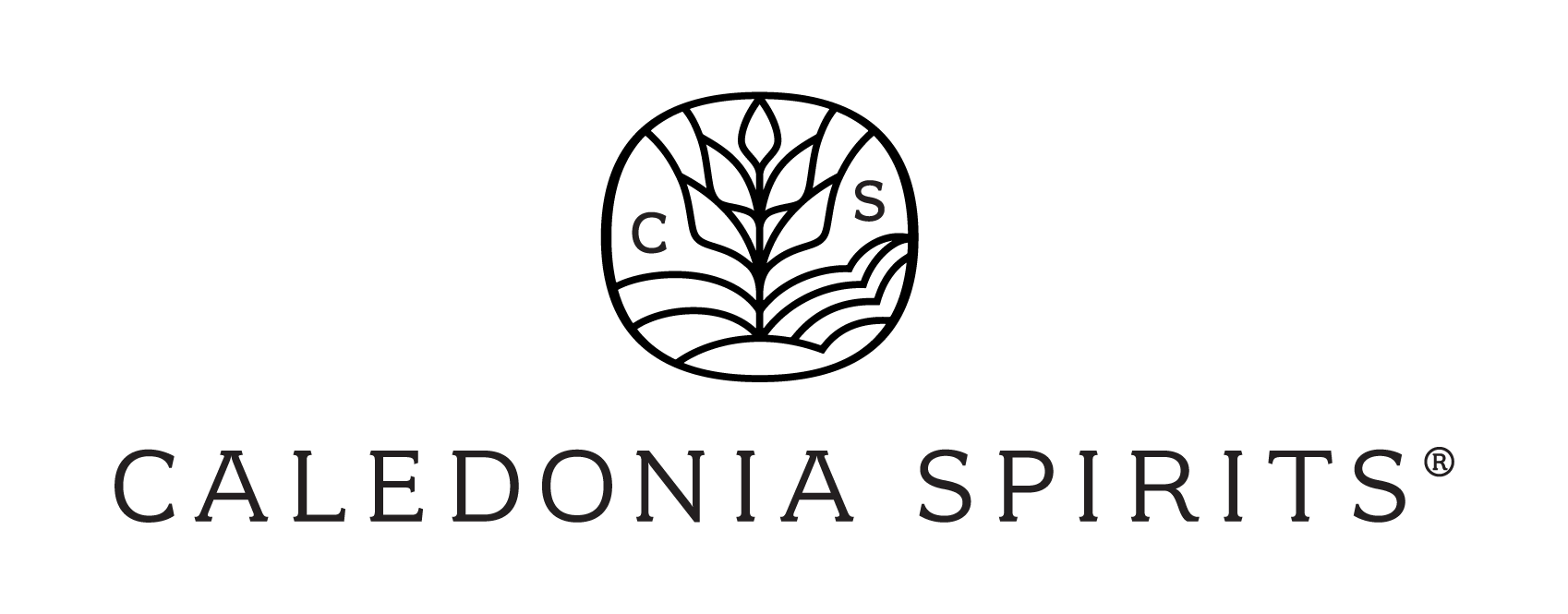 Caledonia Spirits logo with bee illustration.