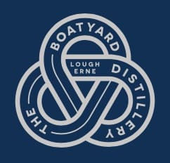 Boatyard Distillery logo with knot design.