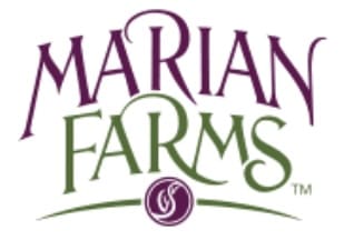 Marian Farms logo in purple and green.